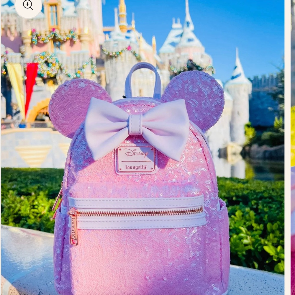 Disney Pink Sequin Kids Mini Backpack with Bow and Ear Accents